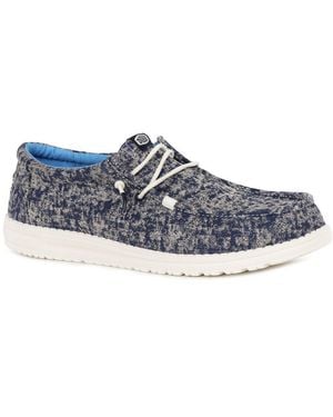 HEYDUDE Wally Surf Wash Canvas Shoes - Blue