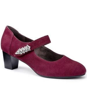 Hotter Duet Wide Fit Mary Jane Shoes - Purple