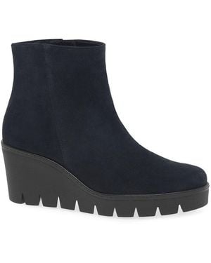 Gabor Utopia Wedge Heel Ankle Boots - Blue