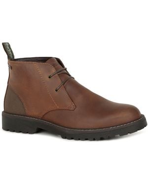 Barbour Leather Lace-Up Ankle Boots - Brown