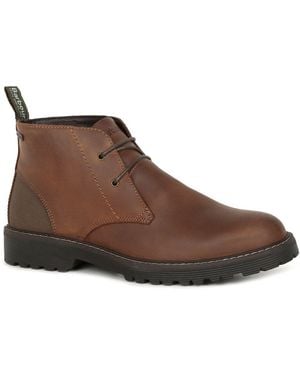 Barbour Leather Lace-Up Ankle Boots - Brown