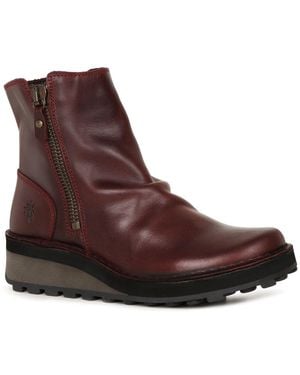 Fly London Hole Wedge Heel Boots - Brown