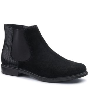 Hotter Tenby Wide Fit Chelsea Boots Lizard Suede - Black