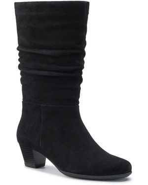 Hotter Sloane Wide Fit Calf Length Boots Suede - Black