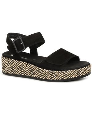 Remonte Tapestry Wedge Sandals - Black