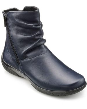 Hotter Whisper Leather Wide Fit Ankle Boots - Blue
