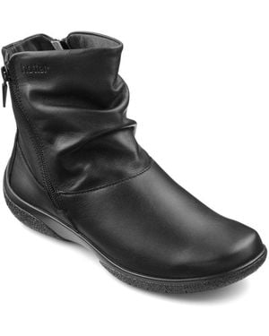 Hotter Whisper Leather Wide Fit Ankle Boots - Black