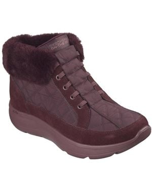 Skechers On-The-Go Encore Elisa Textile Burgundy Winter Ankle Boots - Purple