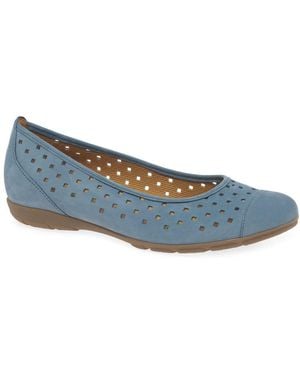 Gabor Ruffle Punched Detail Casual Shoes - Blue
