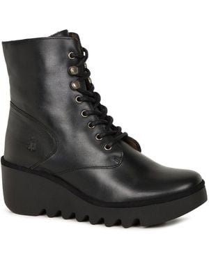 Fly London Birr Wedge Heel Boots - Black