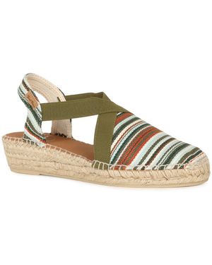 Toni Pons Vinaros Low Wedge Sandals Colour: Multi Stripe - Blue