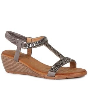 Lunar (GRS) Macie Wedge Heel Sandals - Metallic