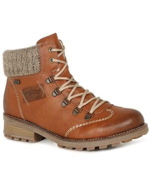 Rieker Wool Ladies Lace Up Ankle Boots Colour: Tan (Cayenne) - Brown