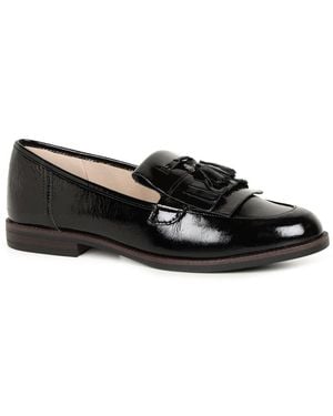 Caprice Cait Leather Fringe Tassel Loafer Flats Pat (Aw24) - Black