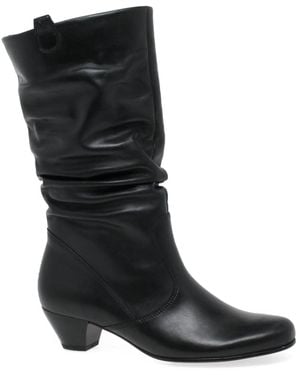 Gabor Rachel Leather Wide Fitting Boots - Black