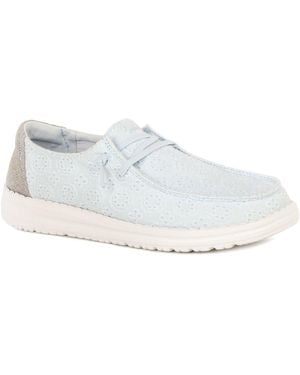 HEYDUDE Wendy Eyelet Lace Canvas Shoes - White