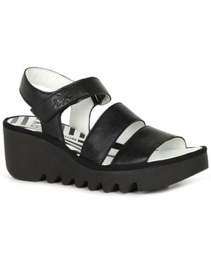 Fly London Bexy Wedge Heel Sandals - Black