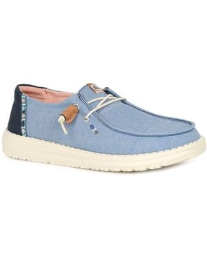 HEYDUDE Wendy Chambray Boho Canvas Shoes - Blue