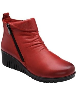 Lotus Cordelia Wedge Ankle Boots - Red