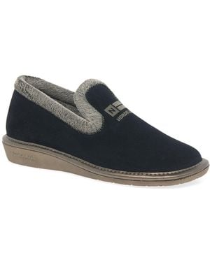 Nordika's Nicola Iii Faux Fur Lined Full Suede Slippers - Blue