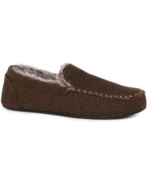 Goodyear Full Leather Slip-On Slippers - Brown
