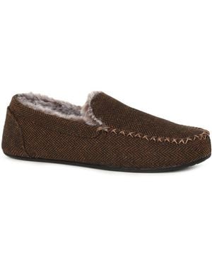 Goodyear Full Leather Slip-On Slippers - Brown