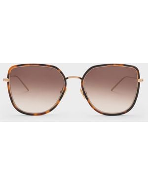 Charles & Keith Lisbeth Tortoiseshell Butterfly Sunglasses - Natural
