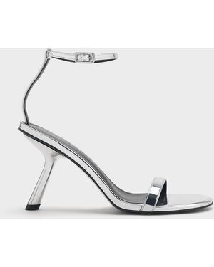 Charles & Keith Metallic Slant-heel Ankle-strap Sandals - White