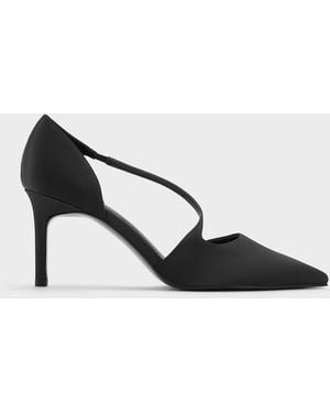 Charles & Keith Satin Asymmetric-Strap D'Orsay Stiletto Court Shoes - Multicolour