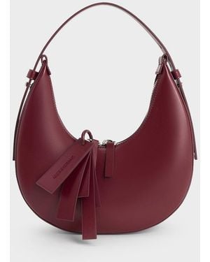 Charles & Keith Carey Crescent Hobo Bag - Red