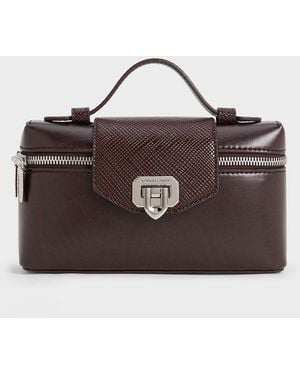 Charles & Keith Arwen Top Handle Vanity Bag - Brown