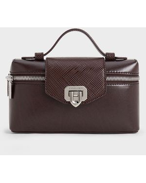 Charles & Keith Arwen Top Handle Vanity Bag - Brown