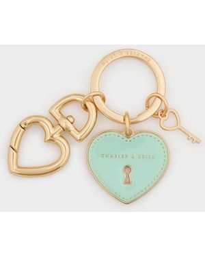 Charles & Keith Heart Lock Keychain - Metallic