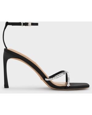 Charles & Keith Jaylene Gem Stiletto Sandals - White