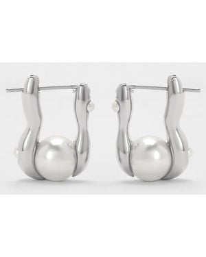 Charles & Keith Corrine Pearl Sculptural Drop Earrings - Metallic