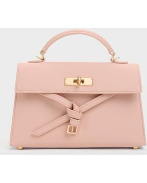 Charles & Keith Tricha Knotted-Belt Top Handle Bag - Pink
