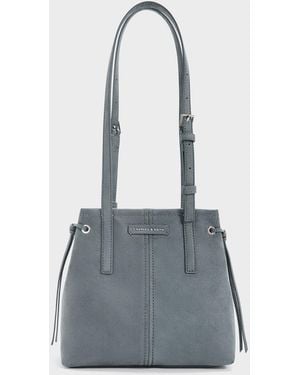 Charles & Keith Noane Elongated-Handle Tote Bag - Blue