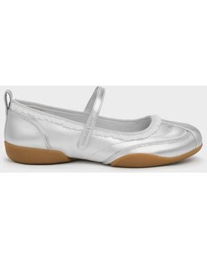 Charles & Keith Louise Lace-Trim Mary Jane Trainers - White