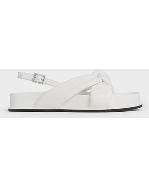 Charles & Keith Rosetta Knotted Puffy Sandals - White