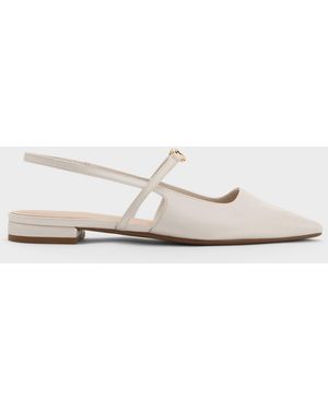 Charles & Keith Trifina Pearlescent Pointed Slingback Flats - White