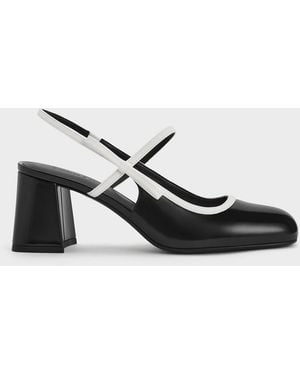 Charles & Keith Two-Tone Bow Slingback Mary Jane Court Shoes - Multicolour