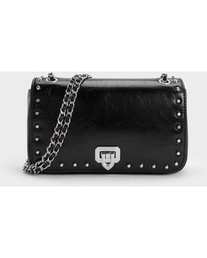 Charles & Keith Arwen Studded Shoulder Bag - Black