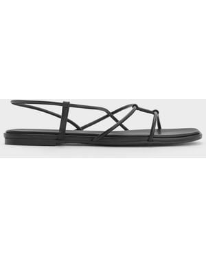 Charles & Keith Square-Toe Strappy Sandals - White
