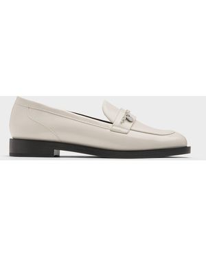 Charles & Keith Braided-Chain Metallic-Accent Loafers - White