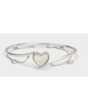 Charles & Keith Annalise Heart Stone Chain-link Bracelet - Metallic