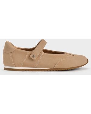 Charles & Keith Jace Suede Mary Janes - White