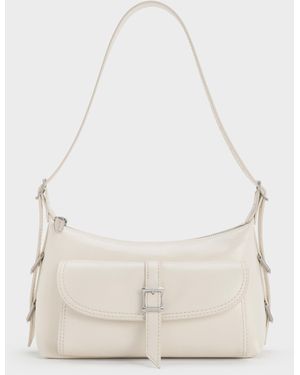 Charles & Keith Bryna Belted Shoulder Bag - White