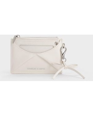 Charles & Keith Hazel Bow Panelled Card Holder - Natural