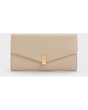 Charles & Keith Lilibet Chain-strap Long Wallet - Natural