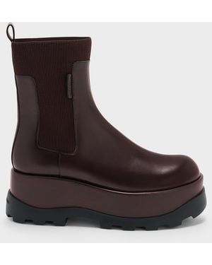 Charles & Keith Barron Platform Ankle Boots - Brown